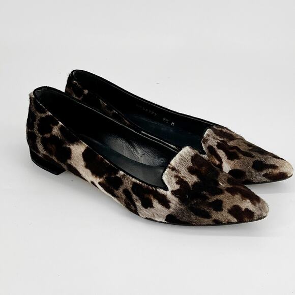 Stuart Weitzman Shoes - Stuart Weitzman Leopard Calf Hair Loafers Flats Women 9.5 M Pointed Toe Spain